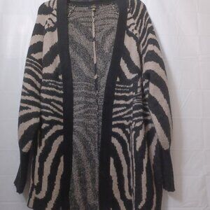 REVOLVE BRAND AFRM FULTON SWEATER OPEN FRONT BROWN NOIR ZEBRA PATTERN SIZE XS/S